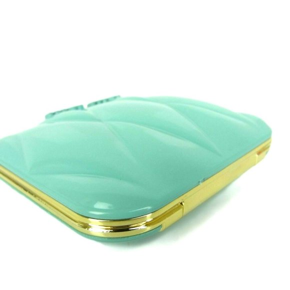 NEW! Luxe MIU MIU Teal Tiffany blue Cute Compact Mirror with Pouch - Sealed Box! - Picture 4 of 10